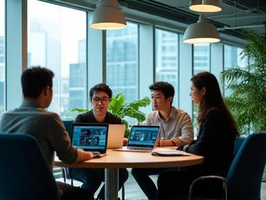 Mirai Gakushu Technologies team collaborating in their Tokyo office